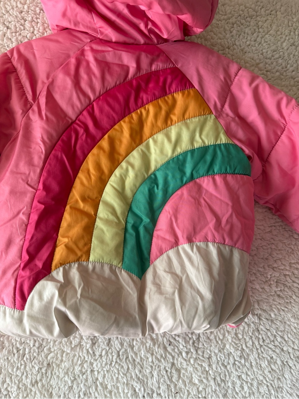 Old Navy Kids Pink Rainbow Quilted Hooded Jacket